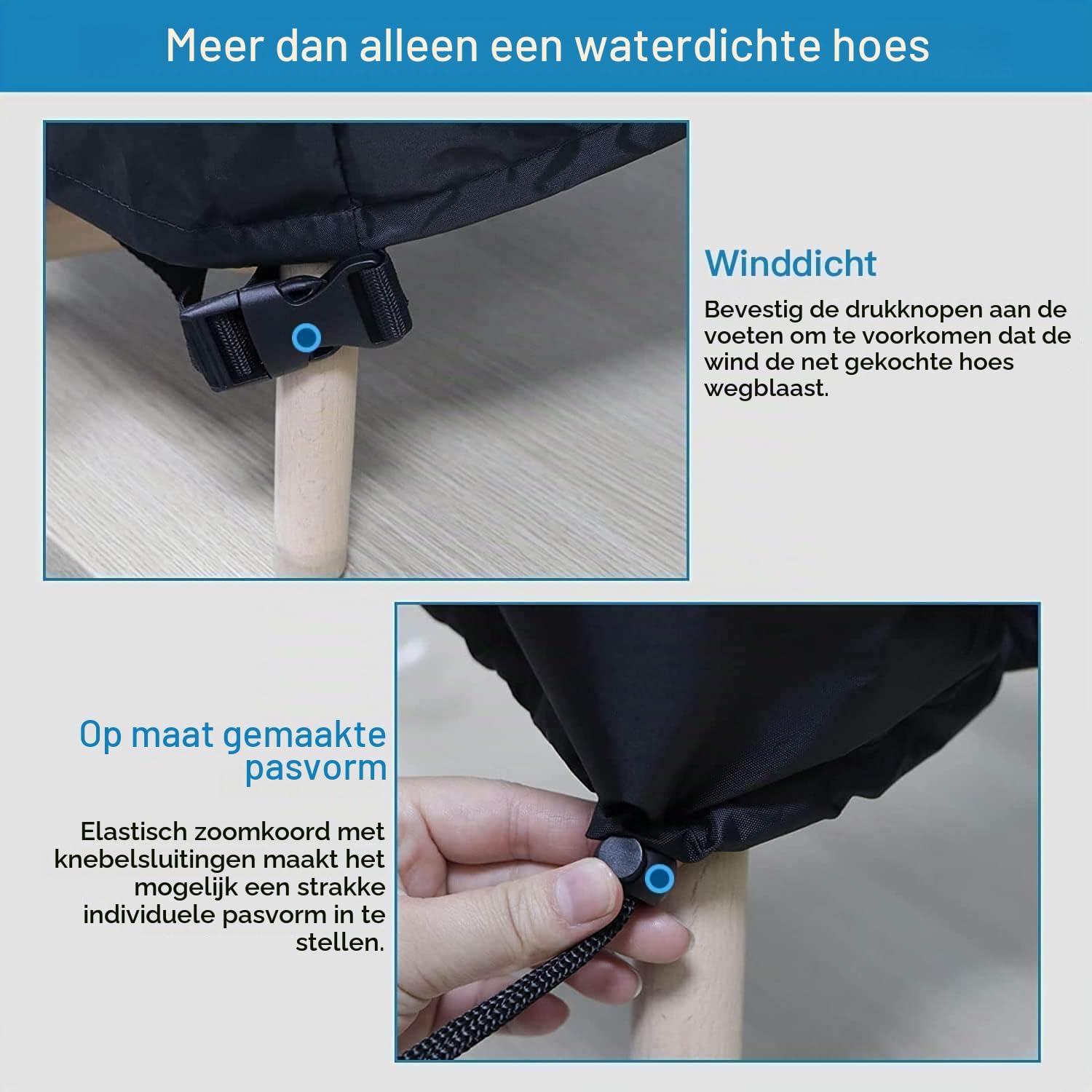 Detalle 2 de AWNIC E110-2D-2GE tuinstoelhoezen, set van 2, waterdicht, 68 x 68 x 110 cm