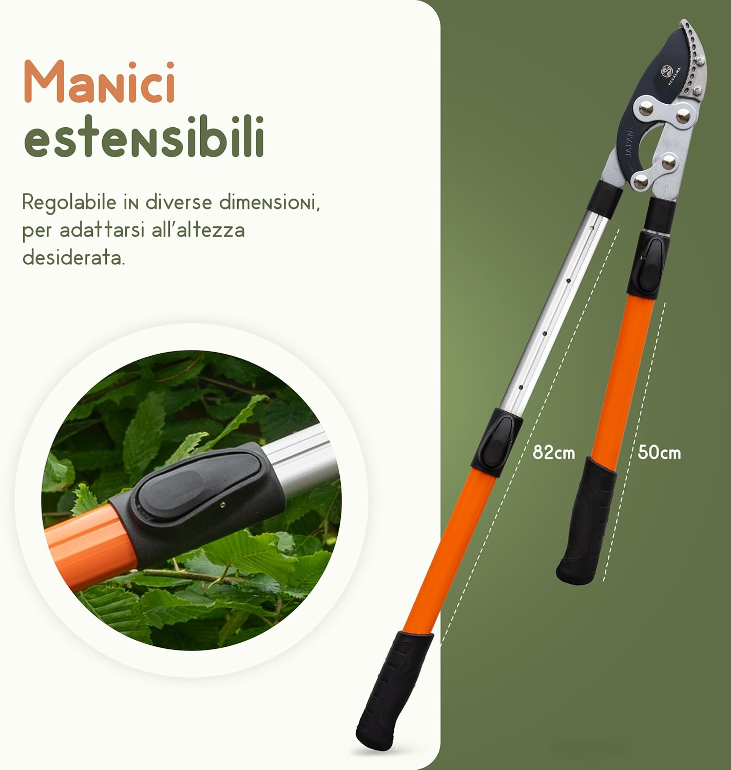 Thumbnail 4 de Recalma Recalma Troncami telescopici: manico 50–82 cm, acciaio temprato, rami >44 mm e cesoie regolabili