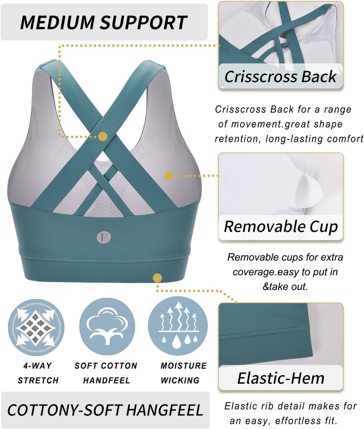 Thumbnail 5 de RUNNING GIRL Padded Strappy Sports Bra Medium Support