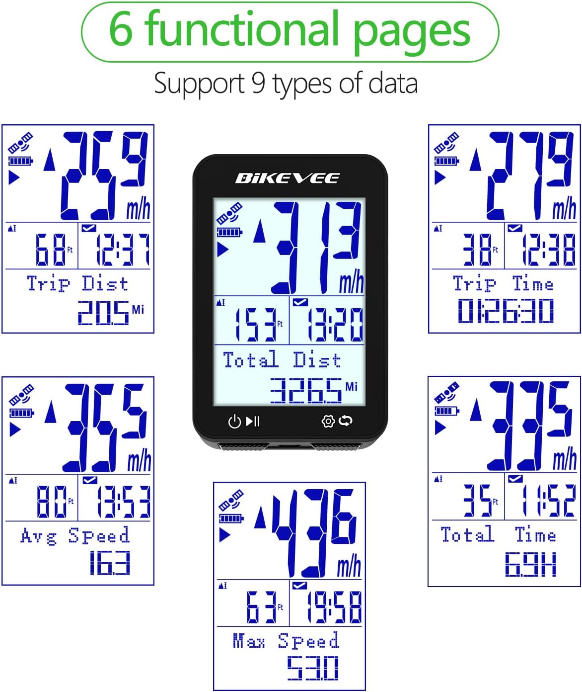 Thumbnail 1 de Bikevee Wireless GPS Bike Computer with 2.4" Display, Altitude, Speed & Distance (IPX7)