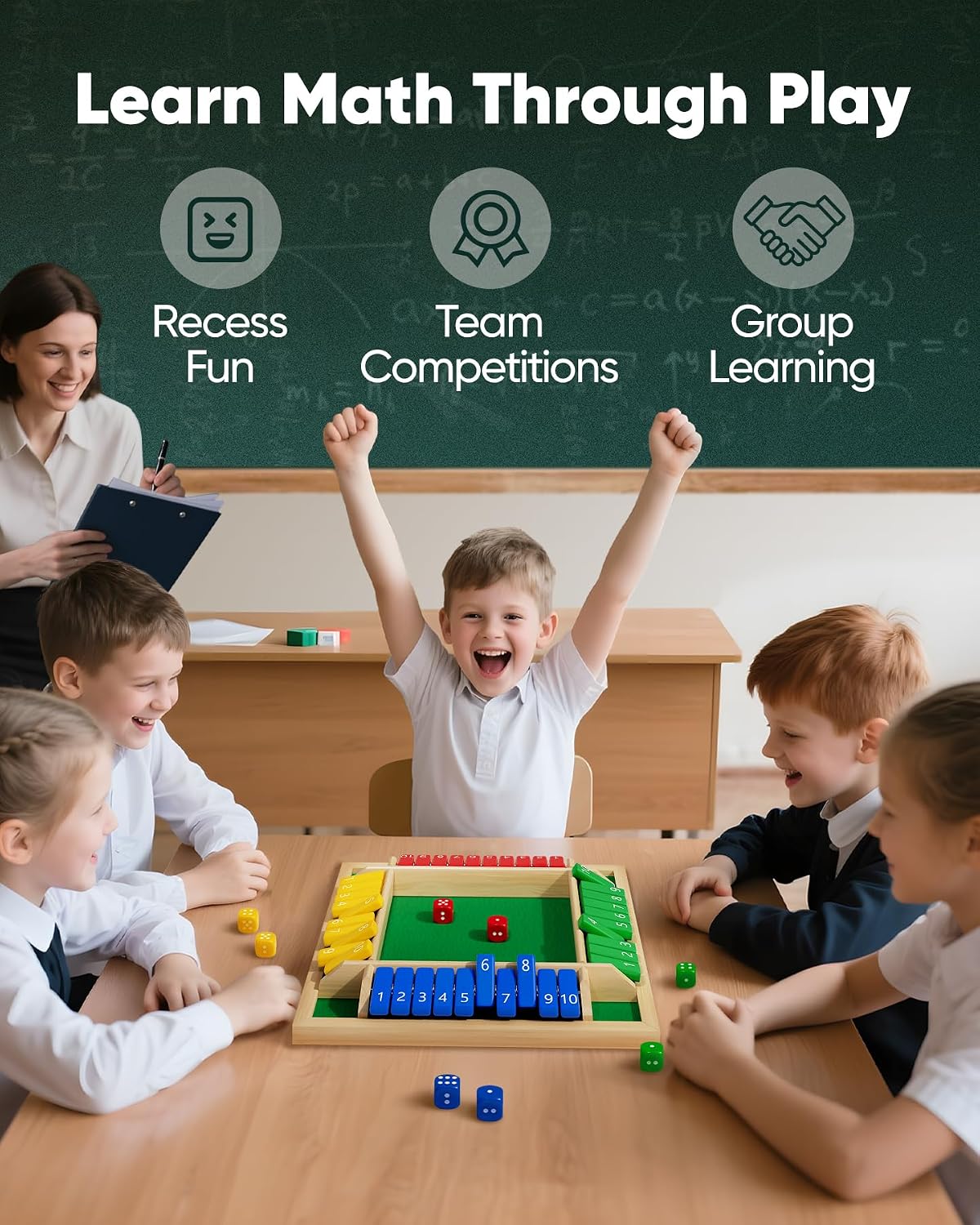 Detalle de Planet Classic Shut the Box Math Dice Game