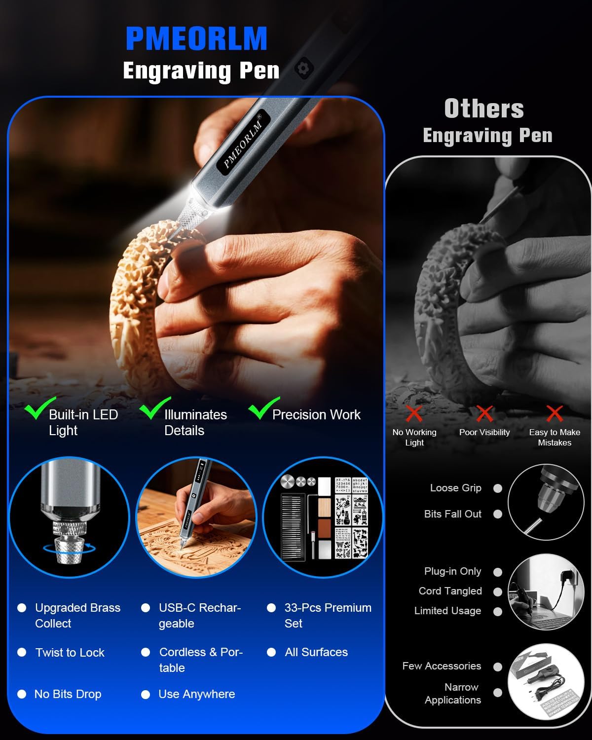 Detalle 2 de vueowcue Engraving Pen with 30+ Bits & 5-Speed Adjust – A Practical UK Buy for Beginners and Beyond