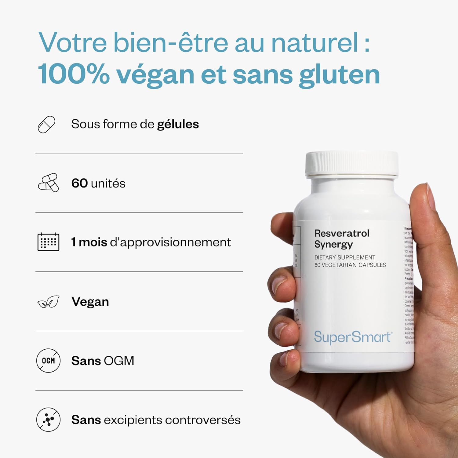 Thumbnail 4 de Resveratrol Synergy - Puissants Antioxydants Naturels par SuperSmart (Vegan & Sans Gluten)