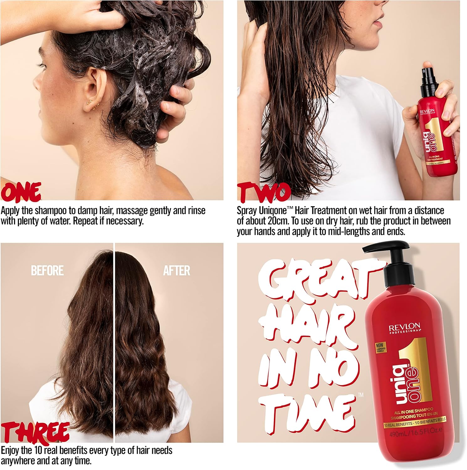 Thumbnail 3 de Revlon Professional UniqOne All in One Shampoo Moisturising Shampoo for Damaged Hair 490ml
