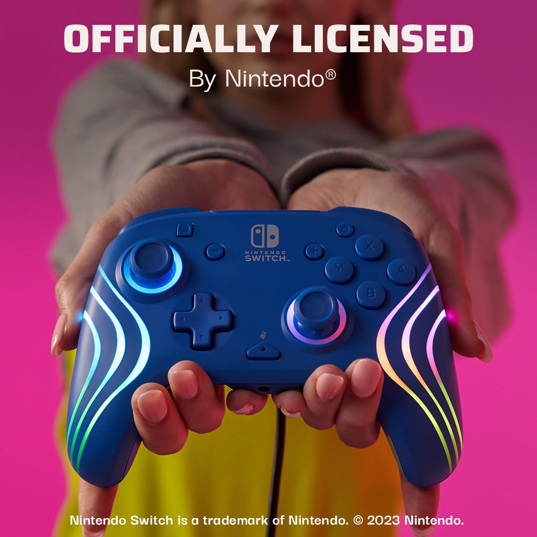 Detalle de Official Switch Afterglow Wave wired Controller – Blue