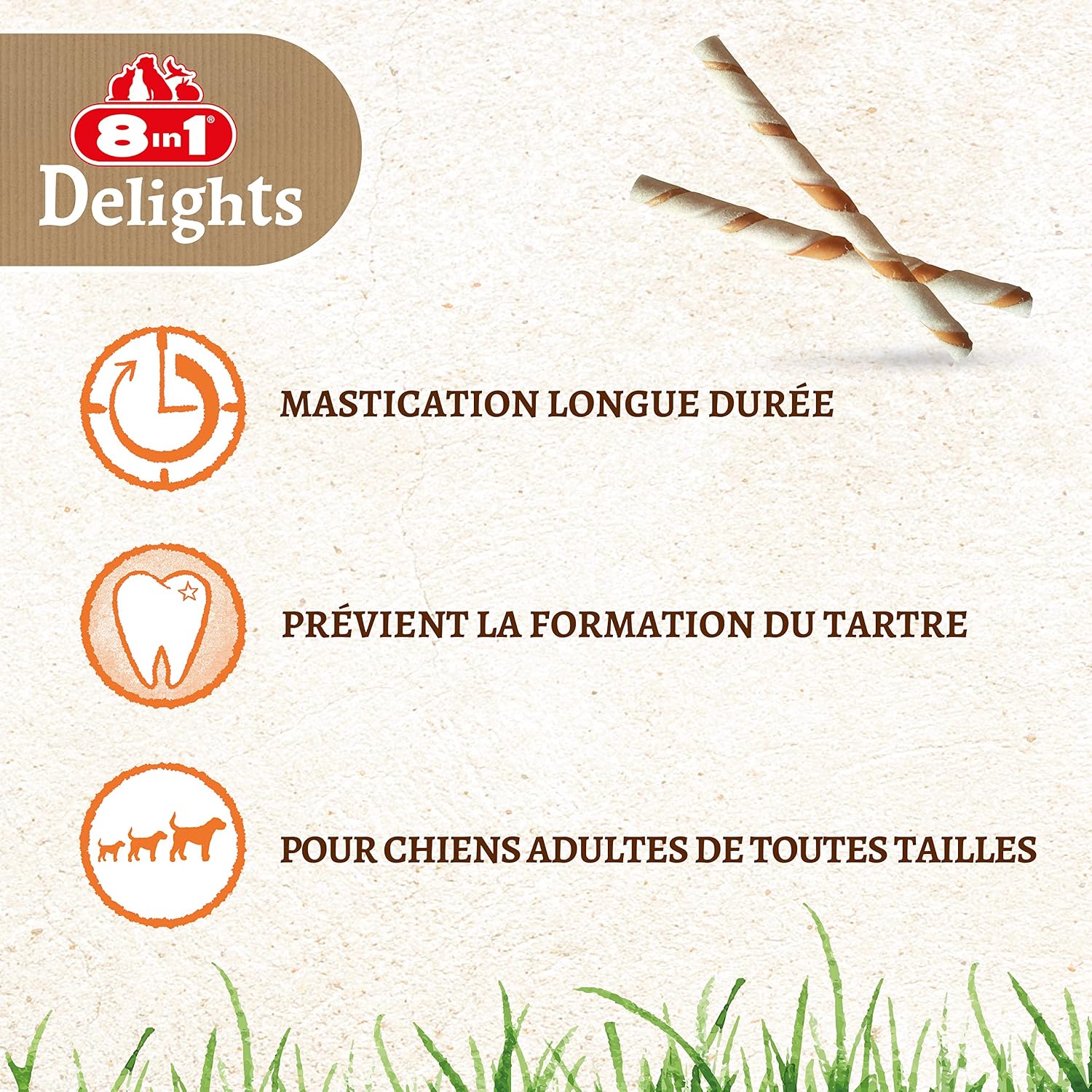 Detalle de 8in1 Delights Twisted Sticks - Sticks torsadés à Mâcher garnis de poulet pour Chien (35 pièces)