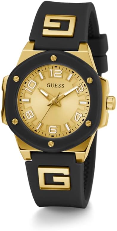 Detalle de Guess GW0555L2 Ladies' Watch with Black Silicone Strap and Bio-Based Nylon Top Ring