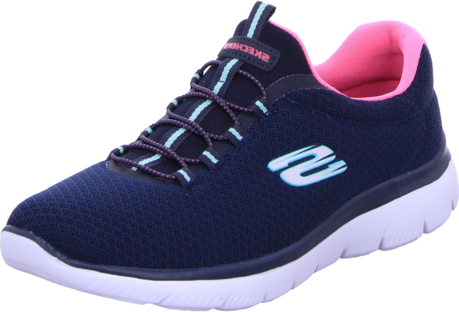 Detalle de Skechers Mujer Summits 12980 Zapatillas en gris con malla y ribete rosa (40 EU)