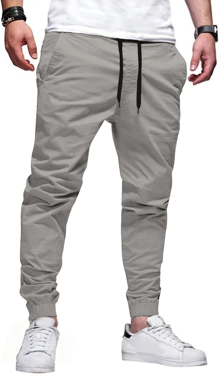 Detalle de HOTake Men's Chino Jogger Pants, Tapered Fit