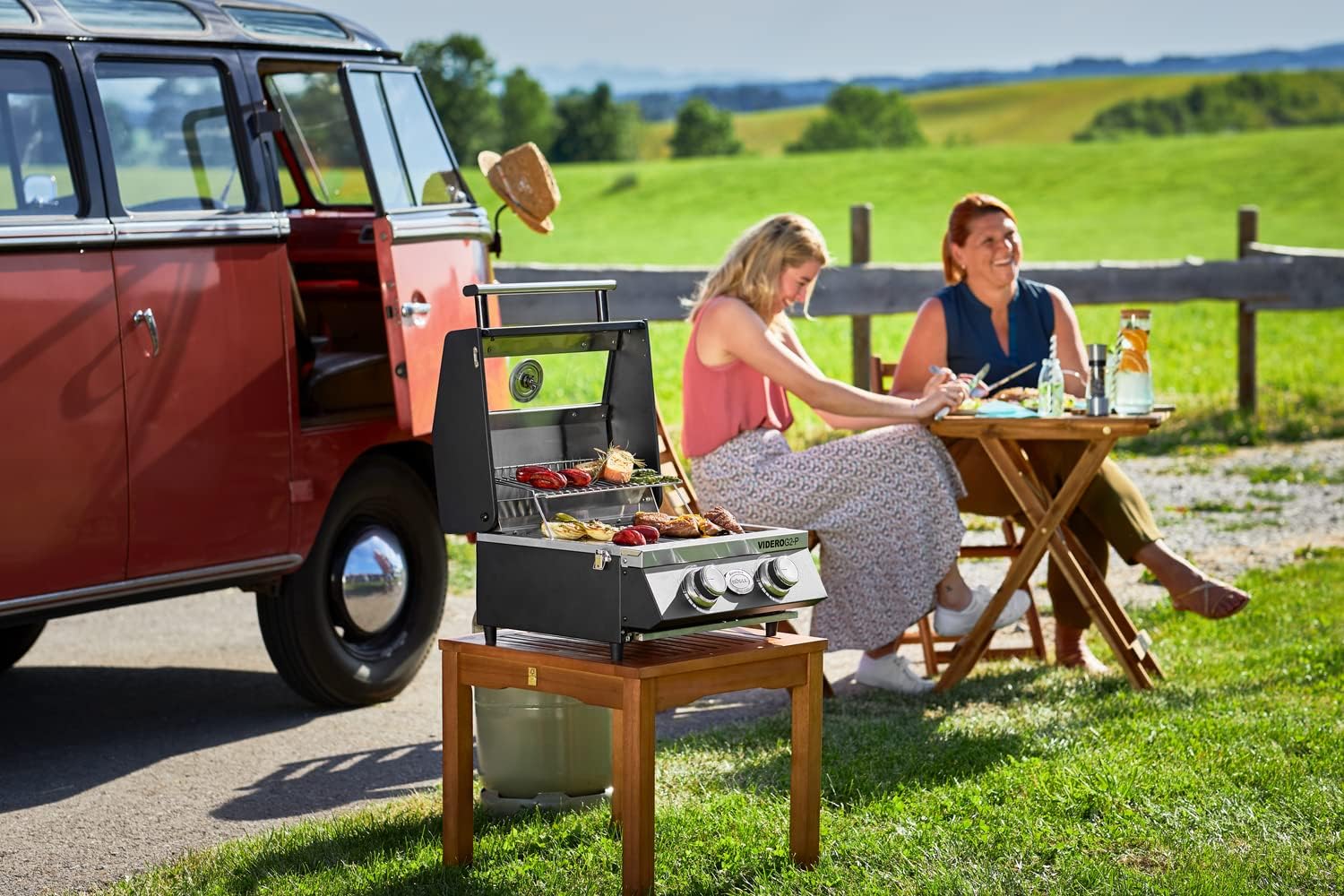 Detalle de RÖSLE Grillplatte VIDERO G2-P – emailliertes Gusseisen, beidseitig nutzbar, 32 × 19 cm