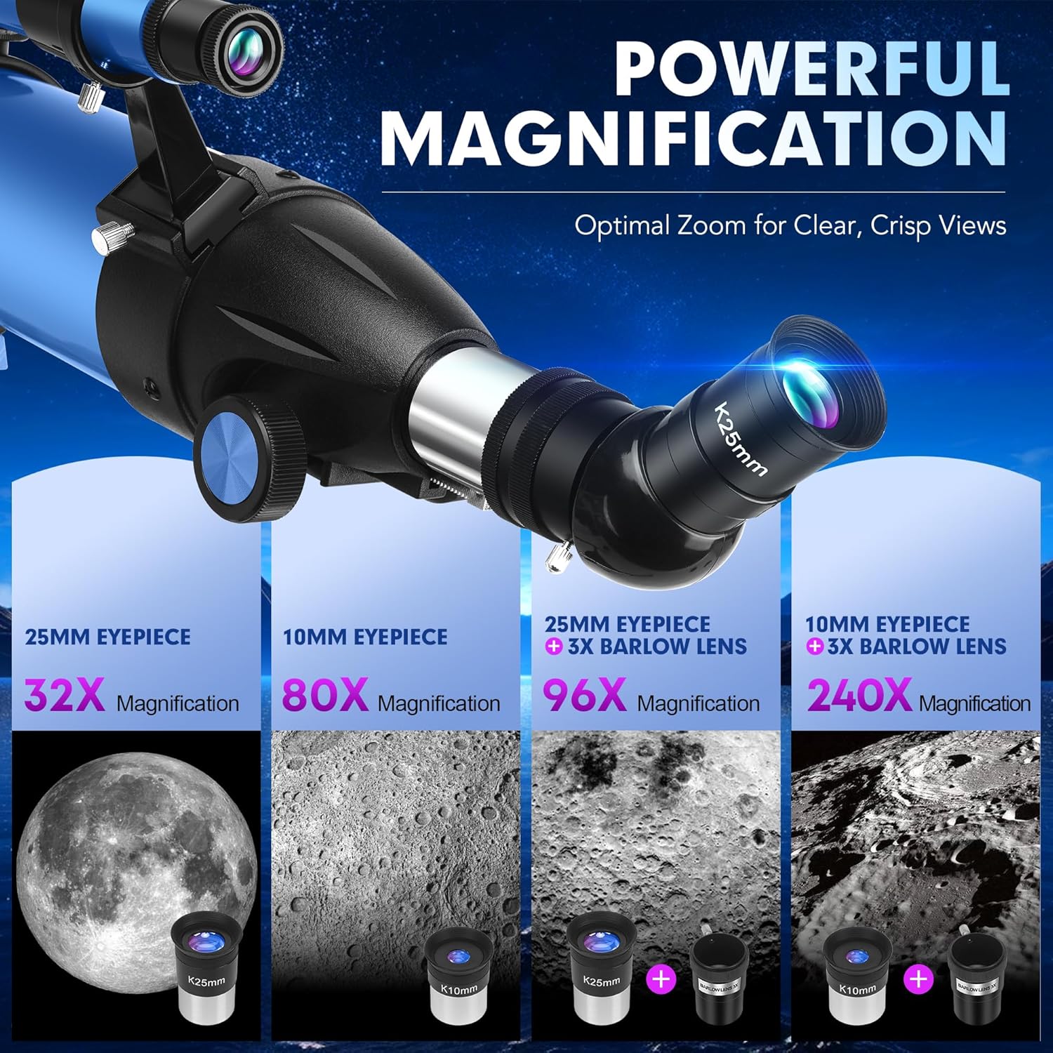 Thumbnail 2 de MEEZAA 90mm Refractor Telescope for Beginners