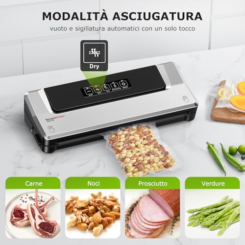 Detalle de Bonsenkitchen Macchina Sottovuoto per Alimenti 4 in 1: sigillatura rapida, cottura sottovuoto e conservazione con mode esterno e set di 5 sacchetti
