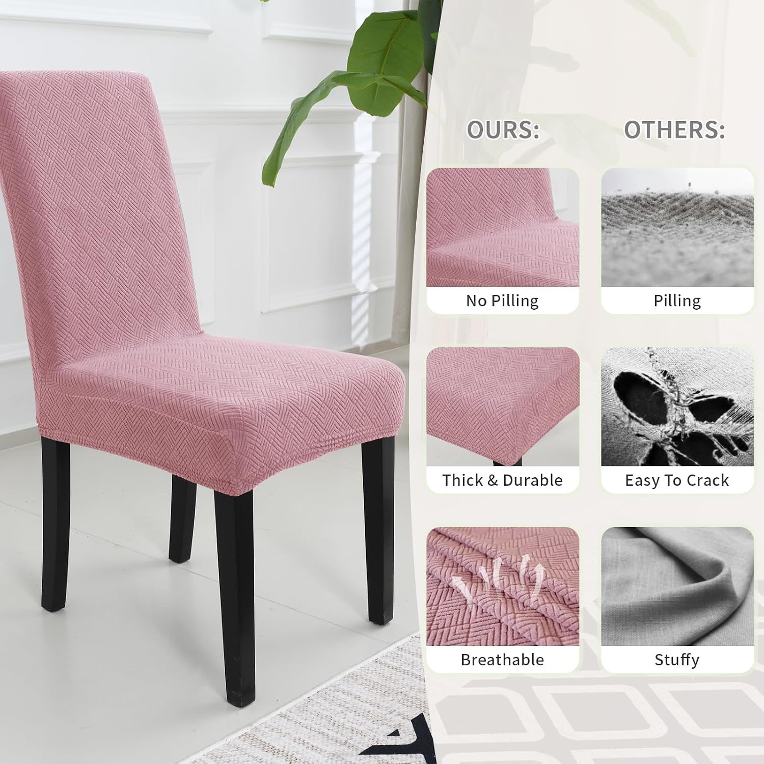 Detalle 2 de YSTELLAA Housse de chaise 4 pièces Rose