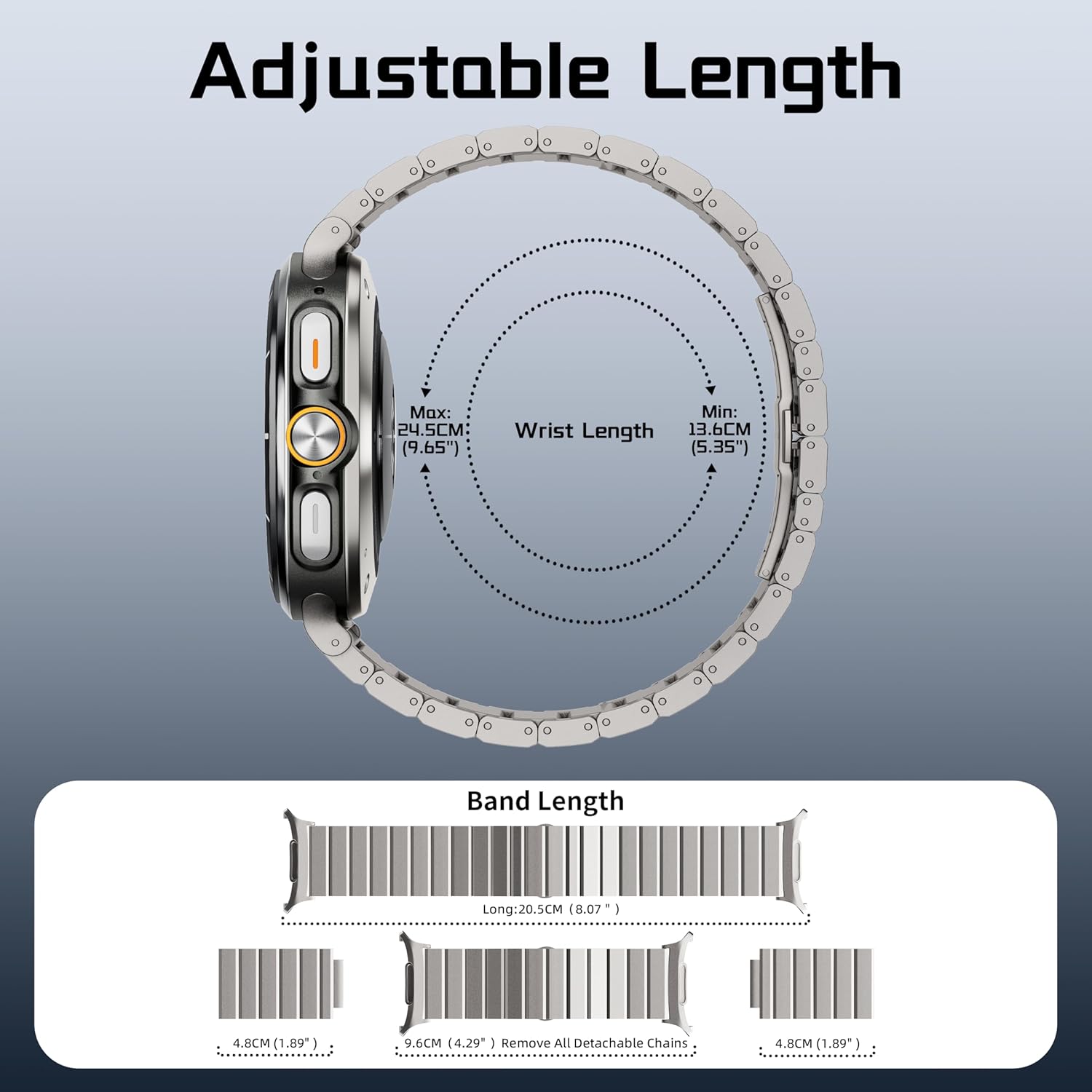 Detalle 2 de LULULOOK Titanium Strap for Samsung Galaxy Watch Ultra 7 (47mm) – 24mm DLC scratch-resistant replacement band