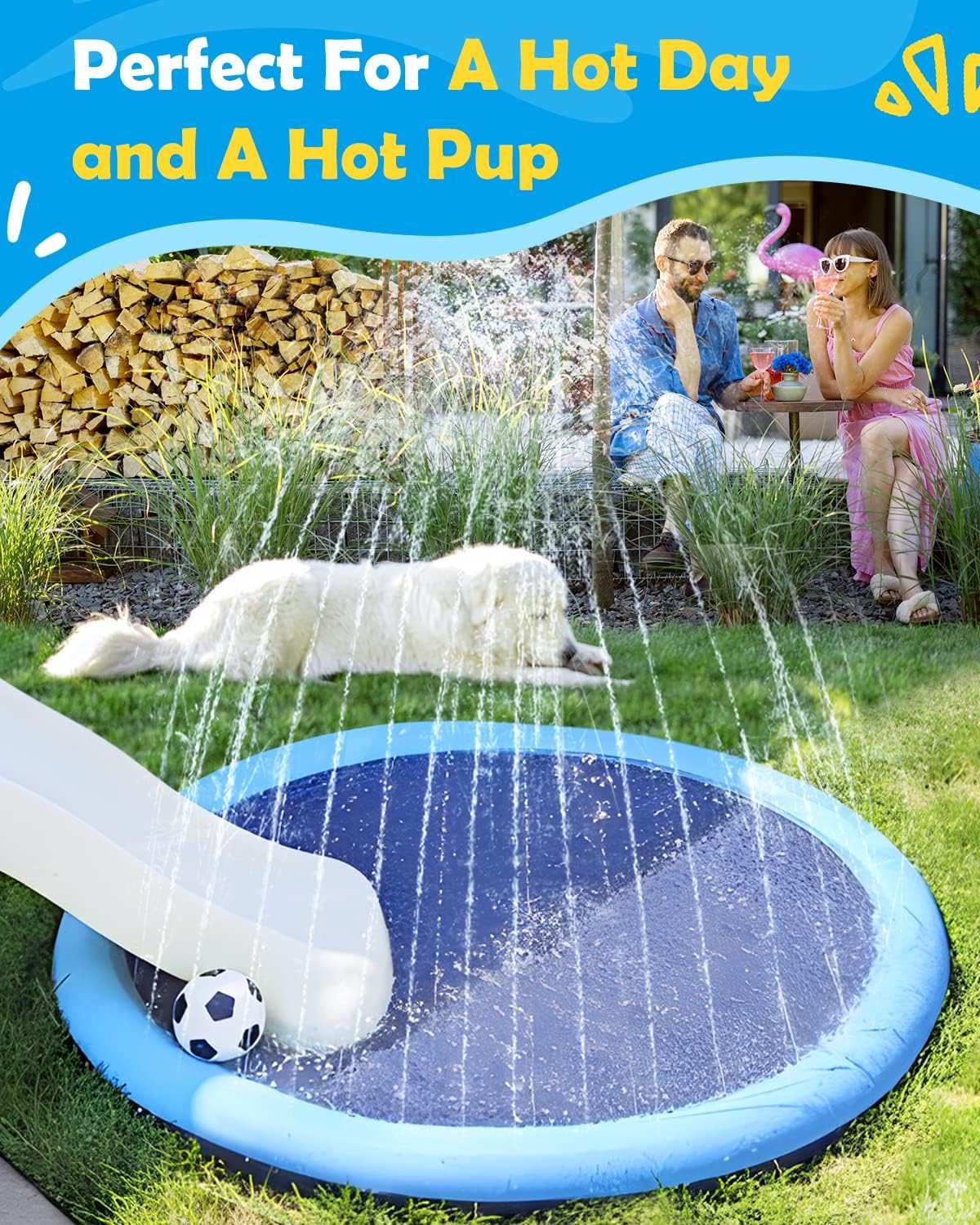 Thumbnail 6 de Peteast Splash Pad for Dogs & Kids (67in) – Anti-Slip, 0.58mm Thickened PVC Pool for Large Dogs