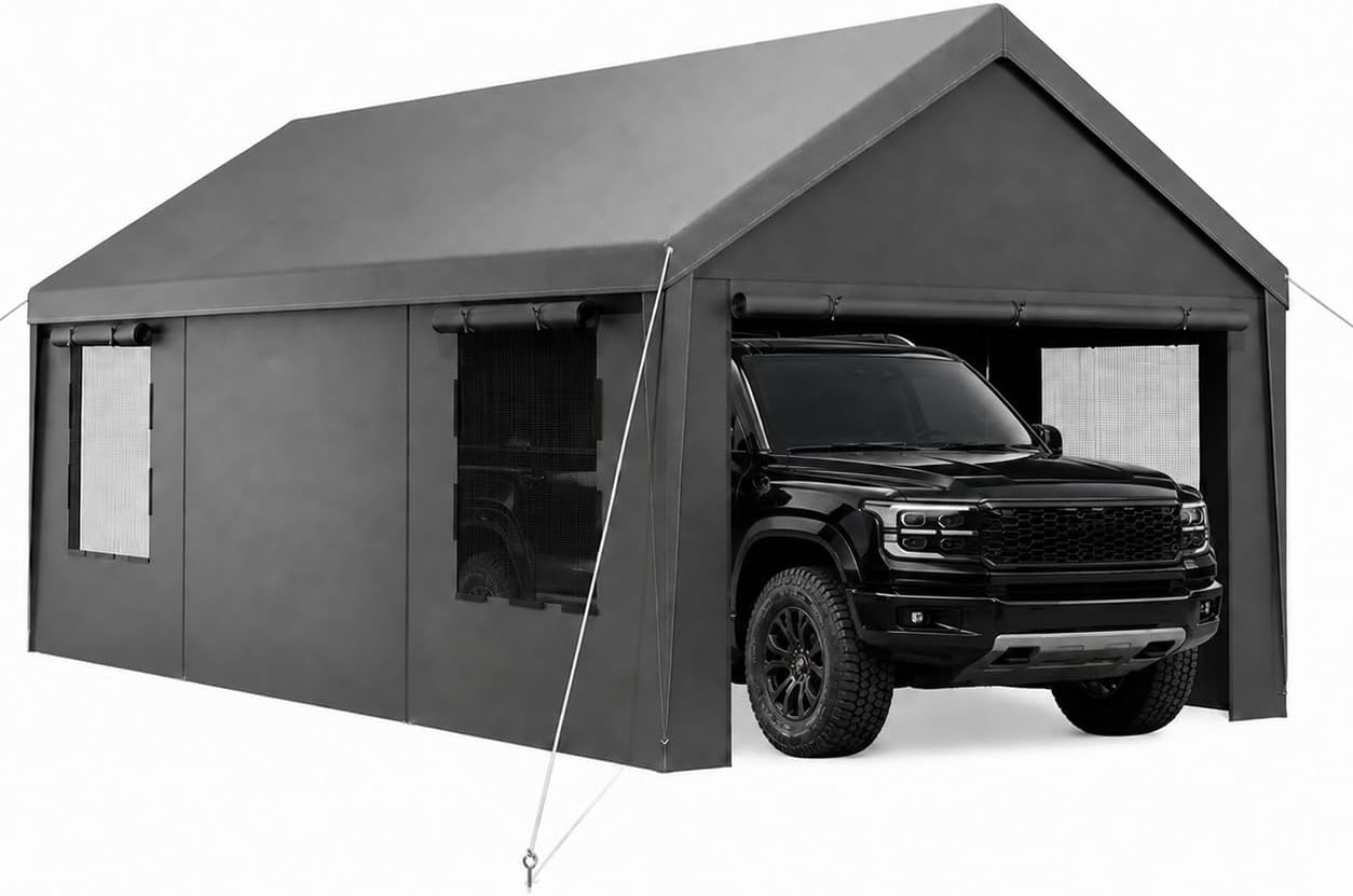 Detalle de Velway VL000034-1-F 12 x 20 FT Carport Canopy with Galvanized Steel Frame