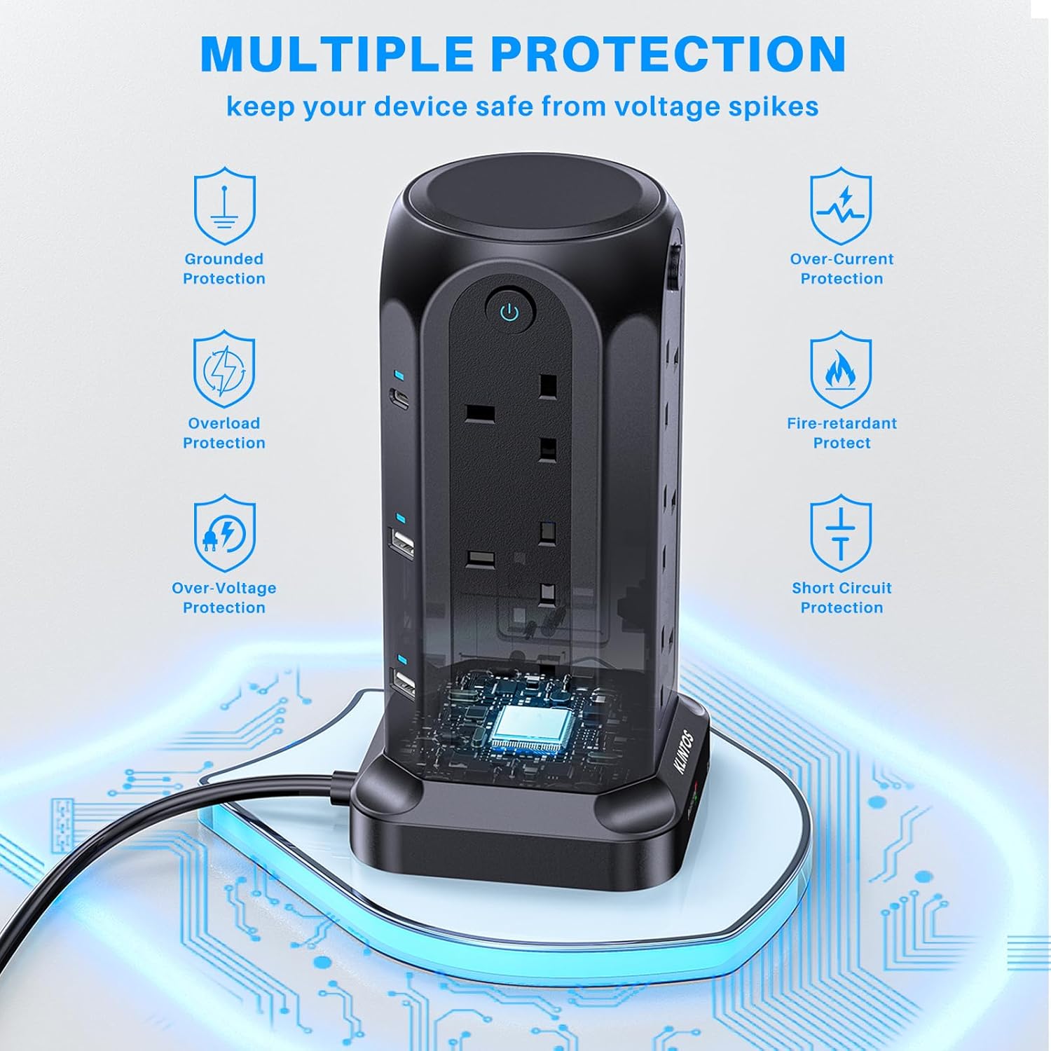 Thumbnail 3 de Tower Extension Lead 5M with 12 Way Surge Protection 🎛