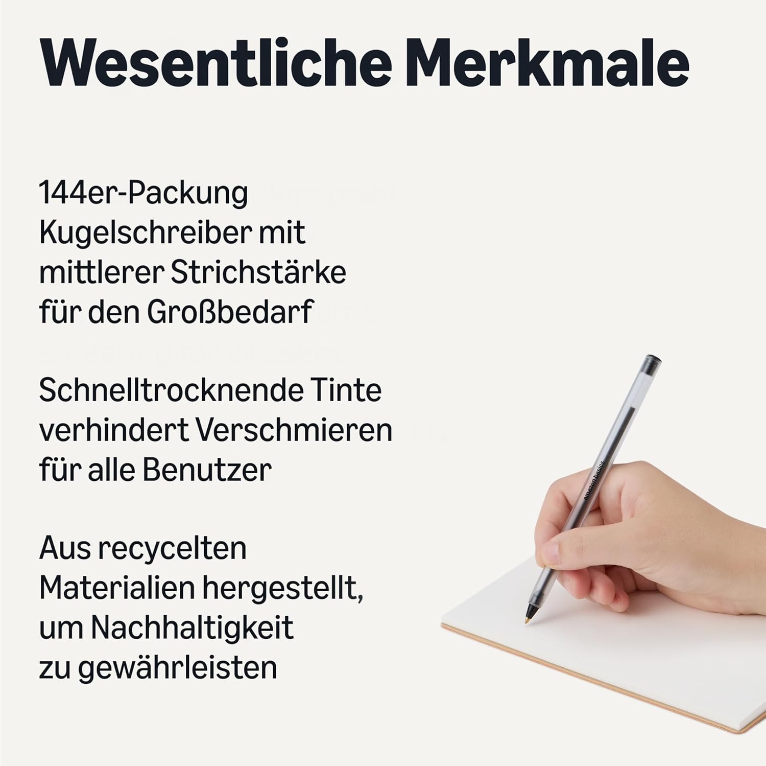 Thumbnail 1 de Amazon Basics Kugelschreiber-Set, 144er-Pack, Schwarz, 1,0 mm – vielseitig für Schule, Heim und Büro