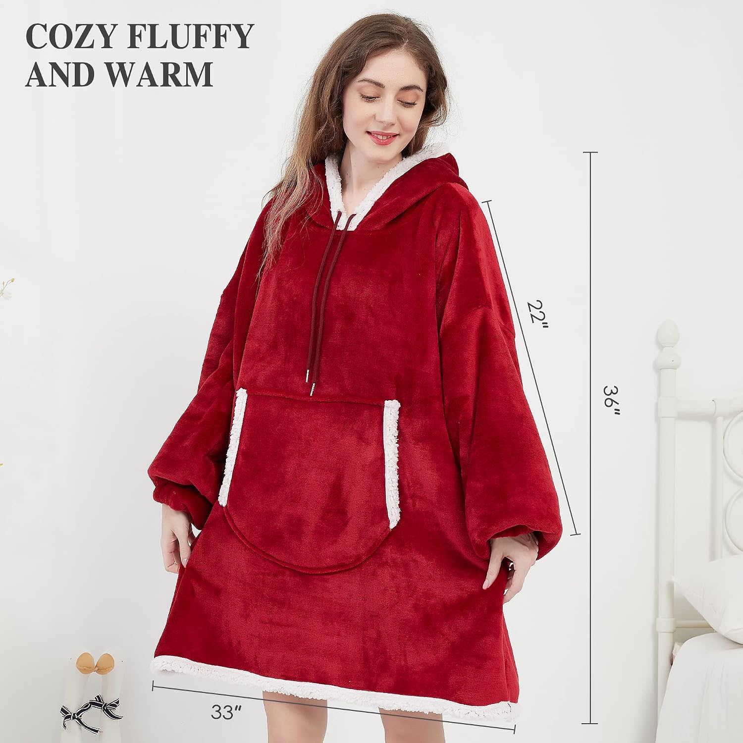Thumbnail 4 de Viviland sudadera manta extragrande roja con capucha