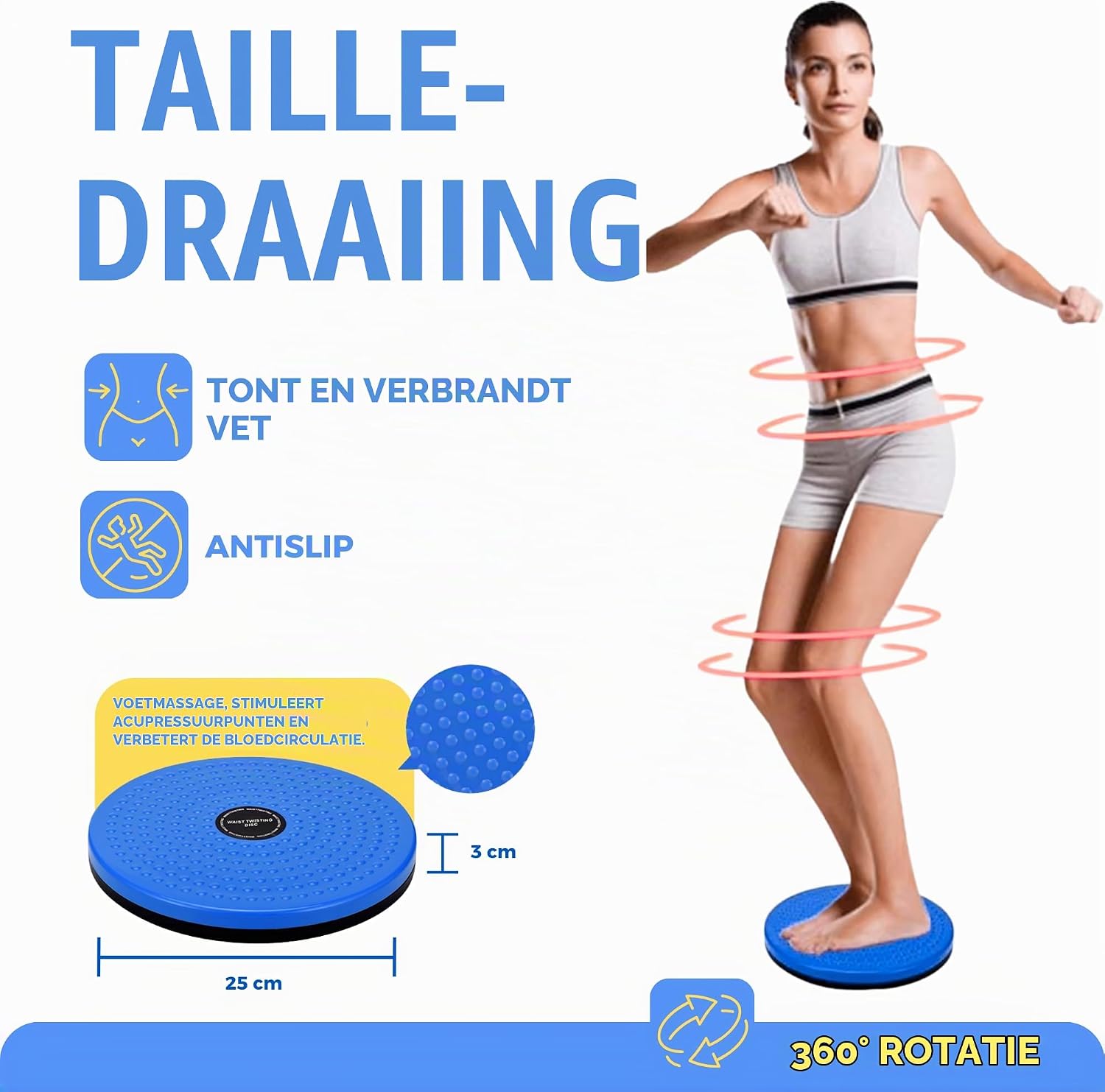 Detalle 2 de MAGIC SELECT A6326 twistboard voor fitness met antislip en 360° rotatie