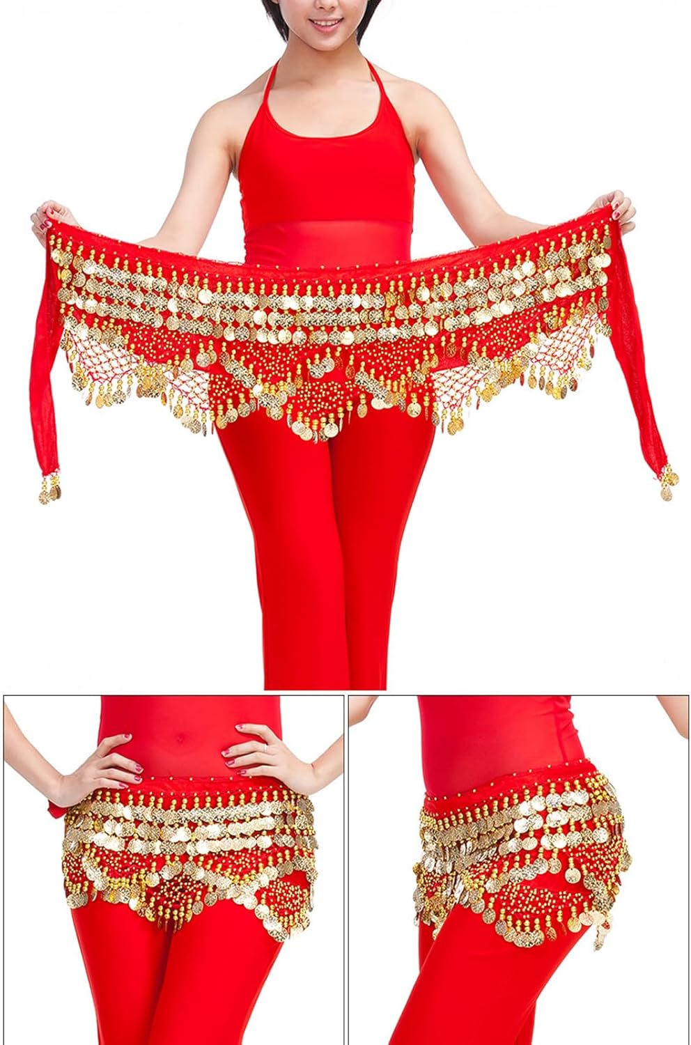Thumbnail 1 de Baisdan Ceinture Danse Orientale Femme – Foulard et ceinture de hanches en mousseline brodée à la main