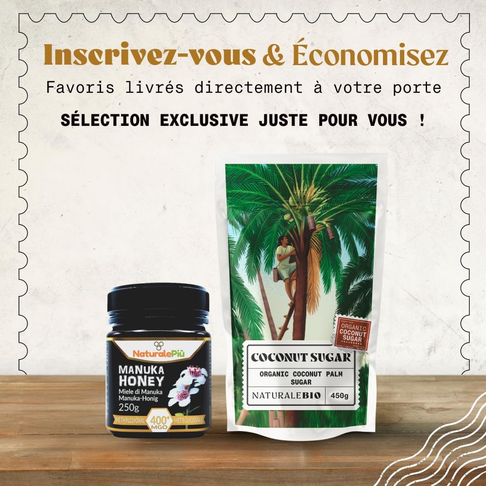 Detalle de NaturaleBio Sucre Coco 450 g – Édulcorant naturel et durable à base de sève de coco