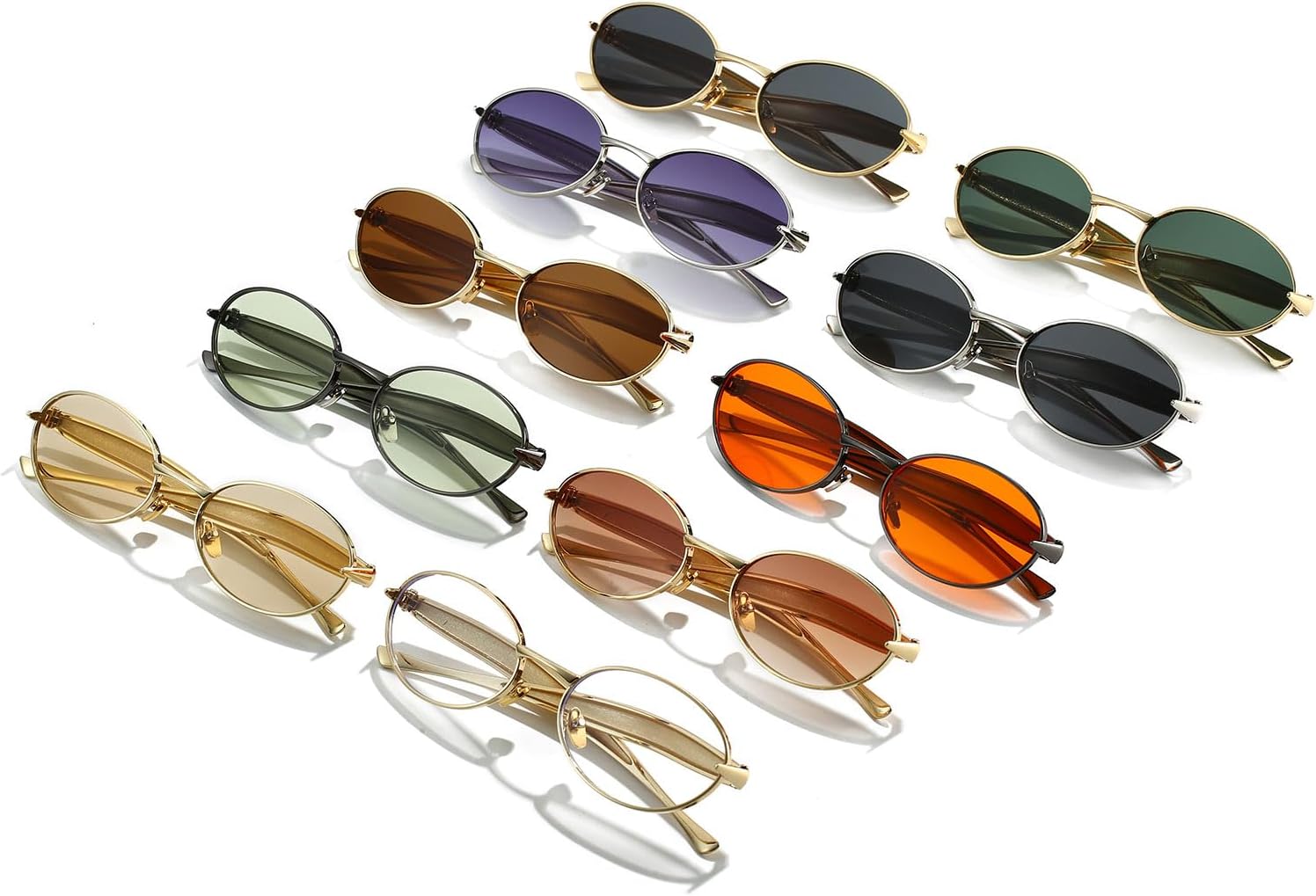 Detalle de YAMEIZE Ovale Metall Sonnenbrille – UV400 Schutz, klassischer Stil