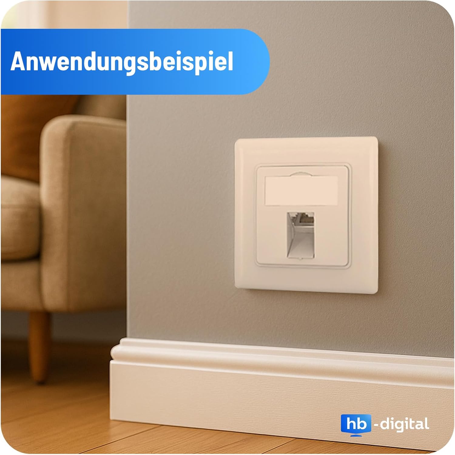 Thumbnail 4 de HB-DIGITAL 1-Port CAT 7 Netzwerkdose mit werkzeugloser Keystone-Montage (RJ45, STP, Unterputz) – Signalweiß RAL 9003