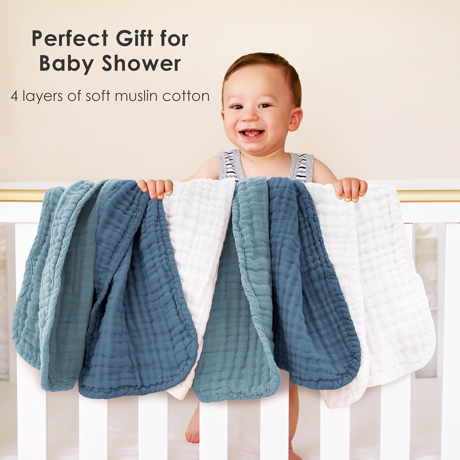 Detalle de Sunny zzzZZ Muslin Burp Cloths, 100% Cotton, 4-Layer, 12-Pack