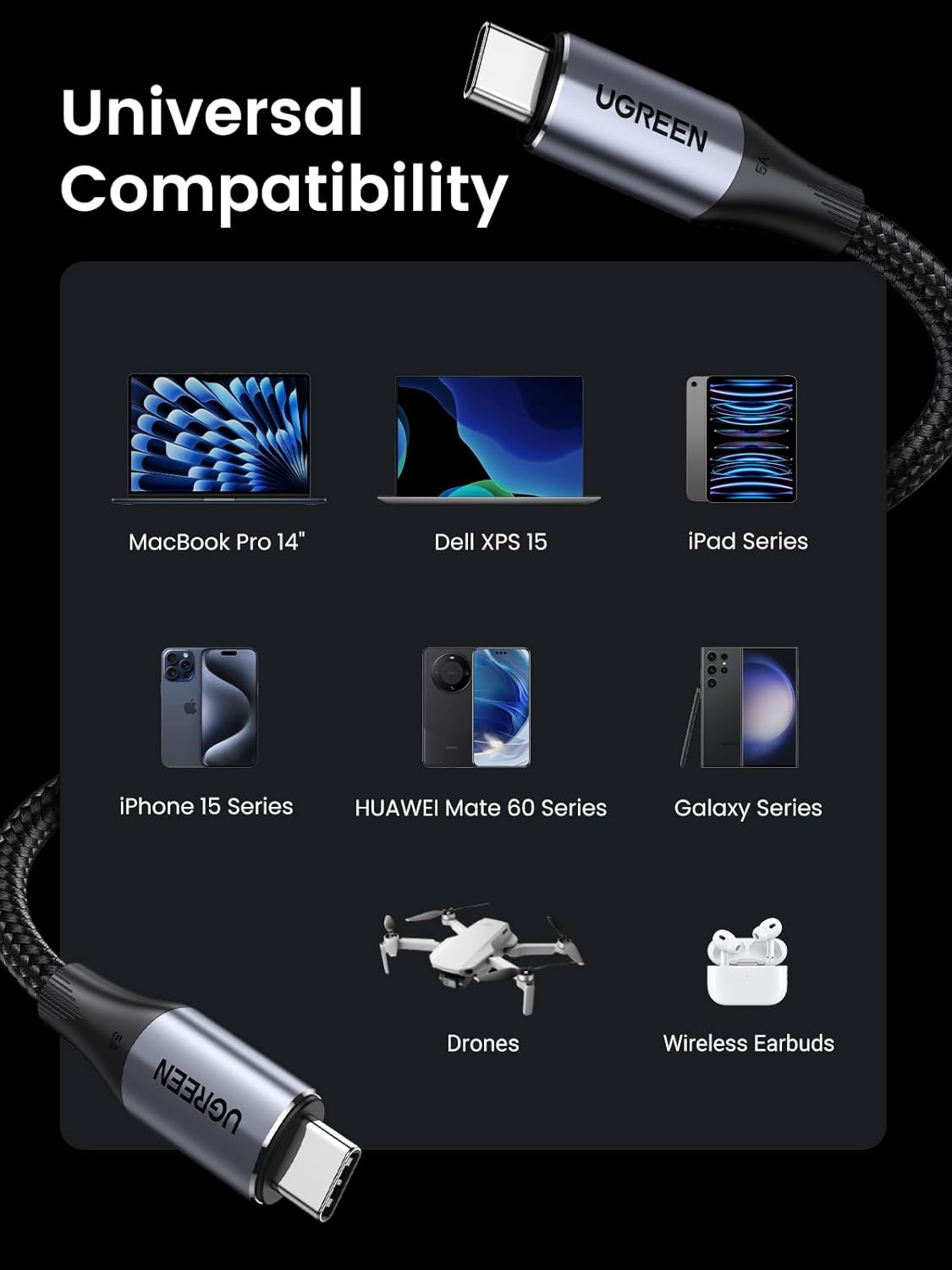 Thumbnail 6 de UGREEN USB C to USB C Cable 240W, 1m