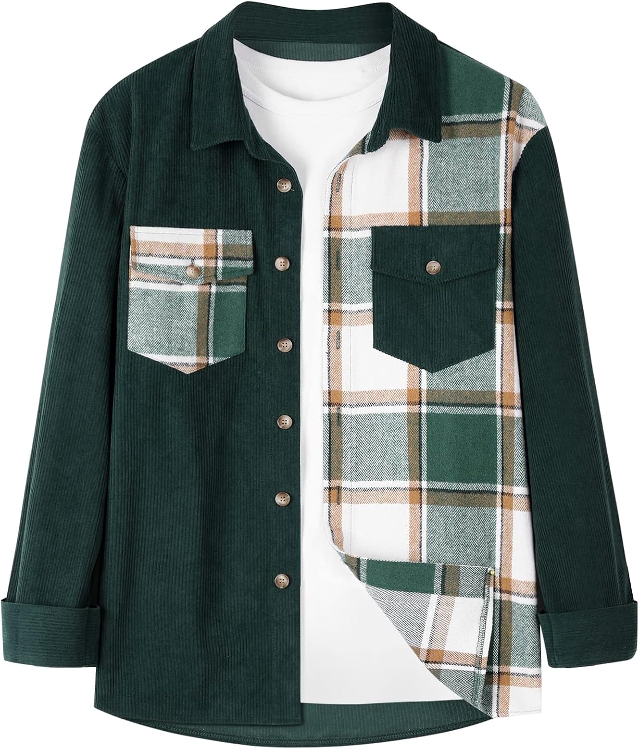 Detalle de ZAFUL Plaid Shirt Jacket, Polyester