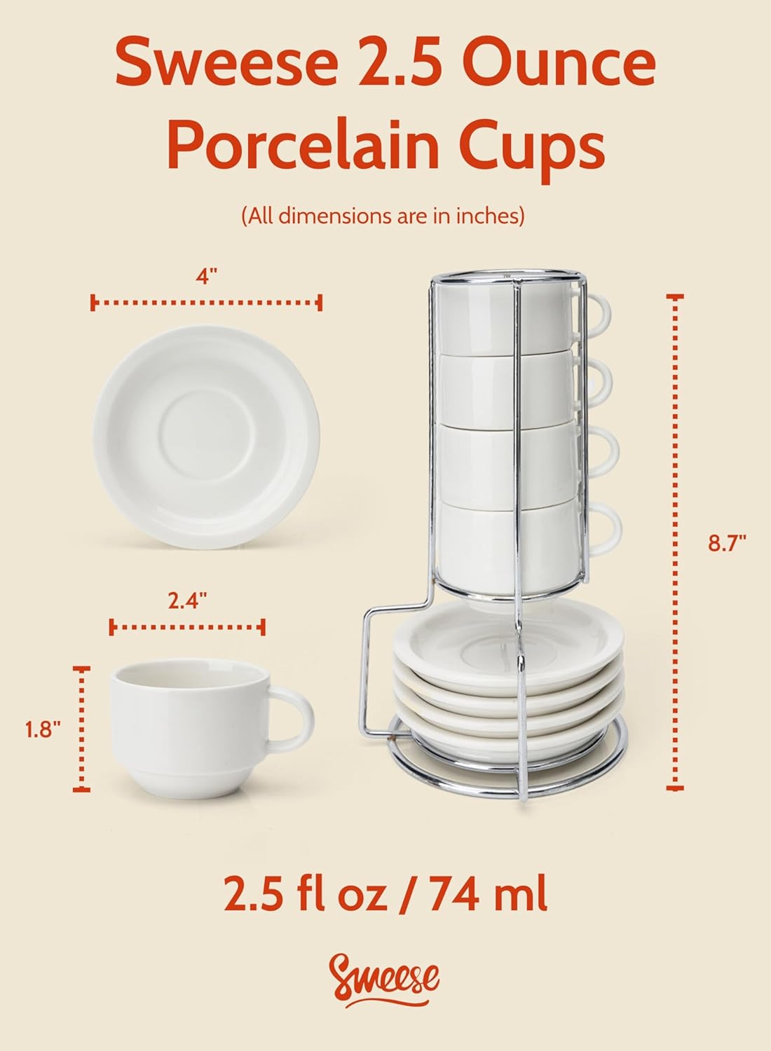 Thumbnail 1 de Sweese 2.5 oz espresso cups set of 4