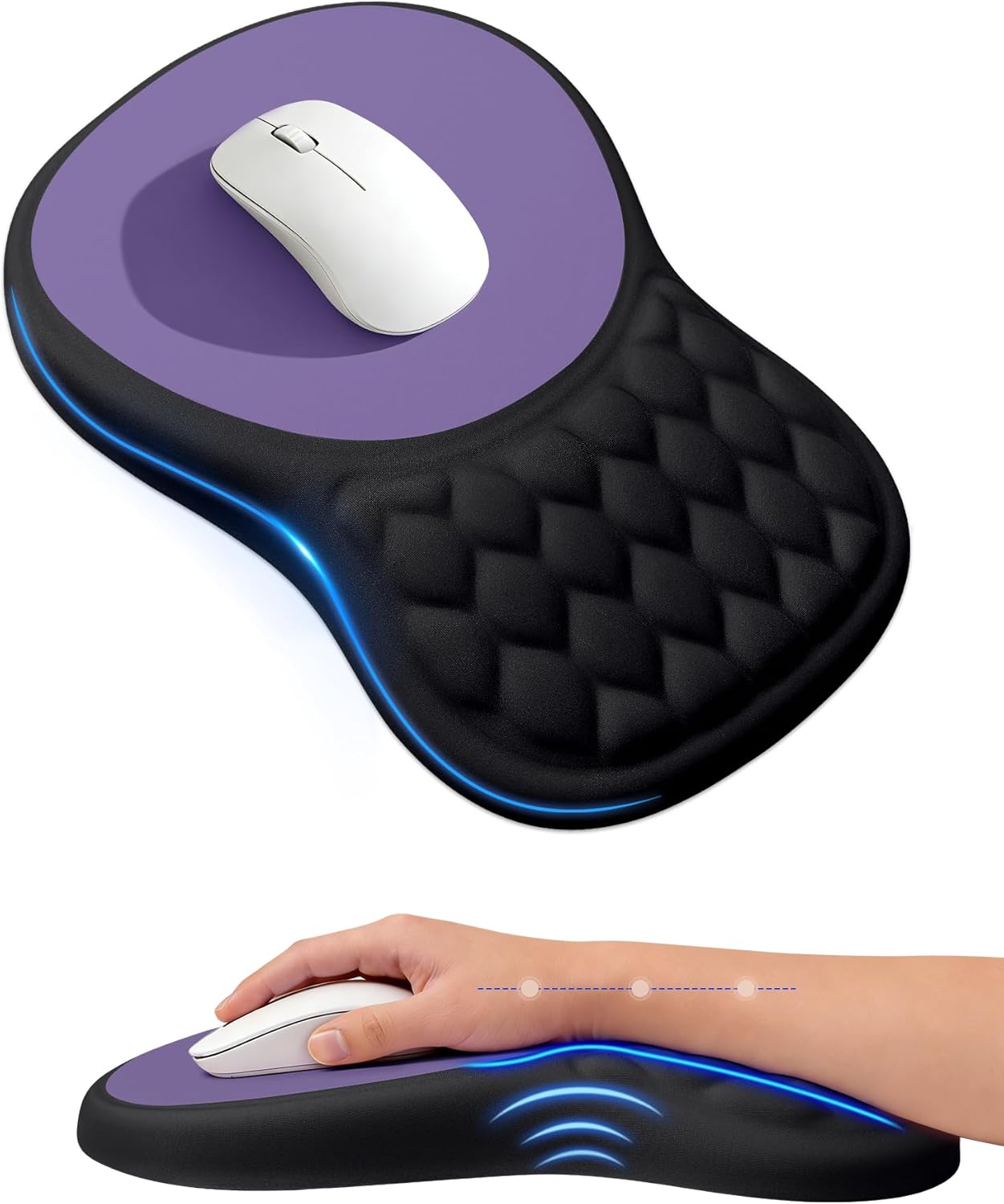 Detalle de PVIPCZ Ergonomic Mouse Pad with Sloped Memory Foam Wrist Rest, Lycra Surface