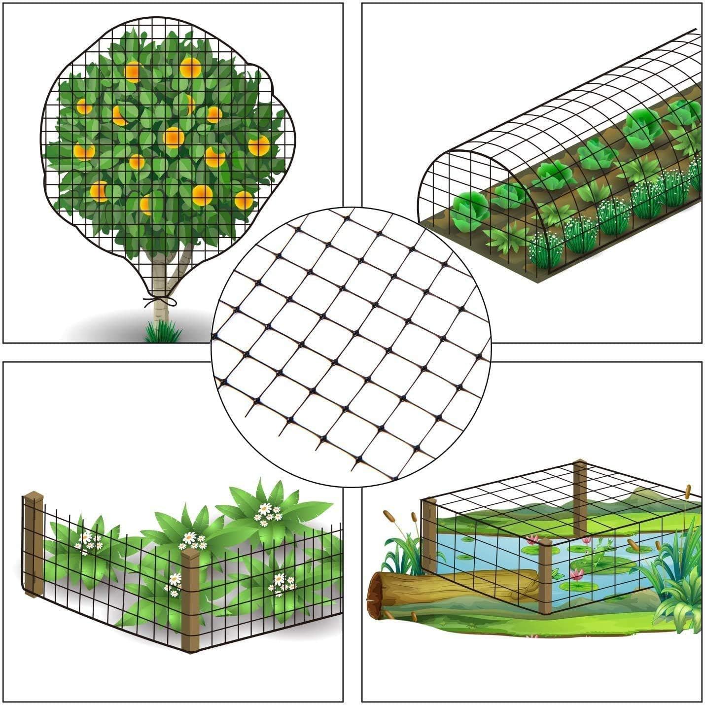 Detalle de Ohuhu Bird Netting Garden Netting Reusable 2m x 30m (16–18mm mesh) with 50 cable ties & 10 ground pegs