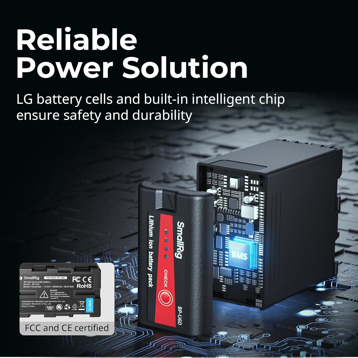 Thumbnail 2 de SmallRig 99Wh / 6800mAh Replacement Battery for Sony BP-U60 (with battery indicator)