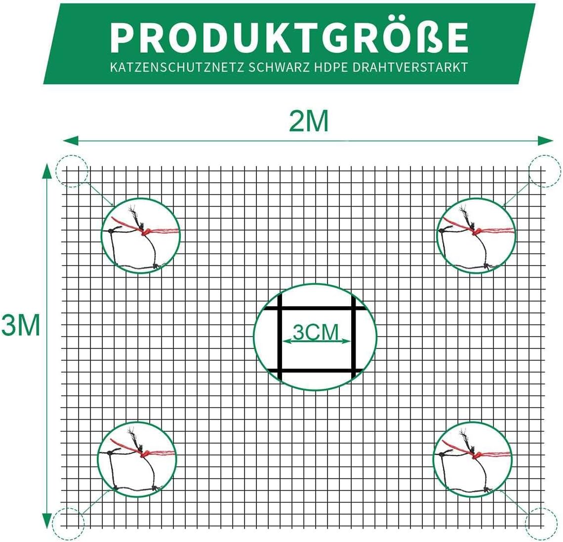Detalle de Tatamiyya Katzennetz 2x3m für Balkon