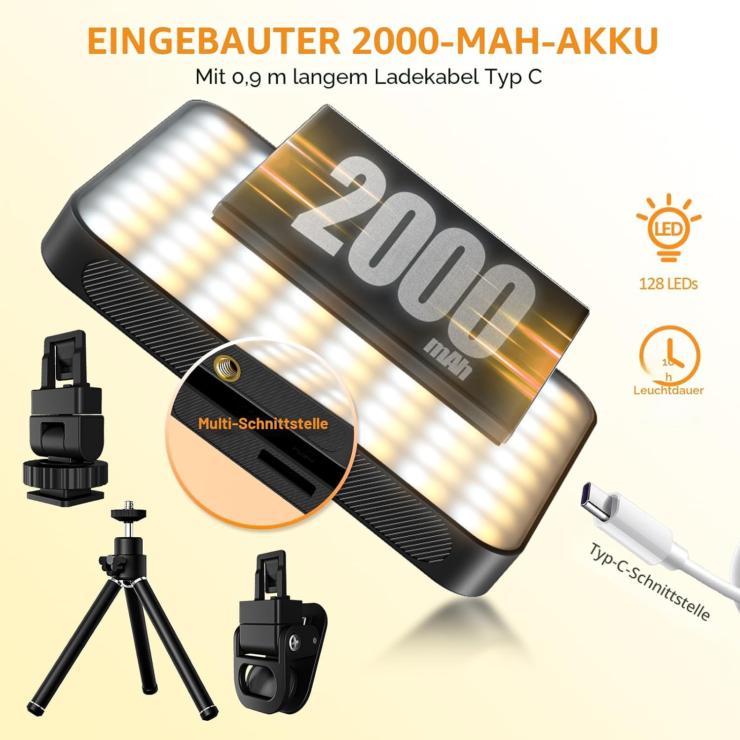 Thumbnail 3 de Magnetic Selfie Licht 128 LED, 3000–6500K Fotolicht