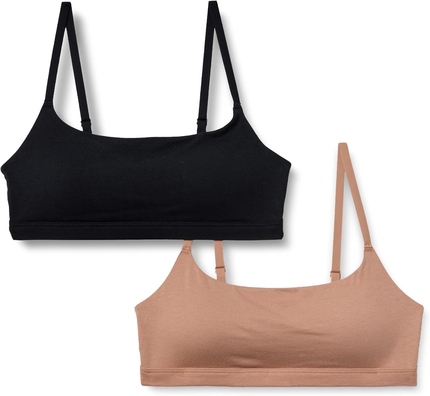 Detalle de Amazon Essentials Women's Cotton Jersey Adjustable Scoop Bralette (Pack of 2)