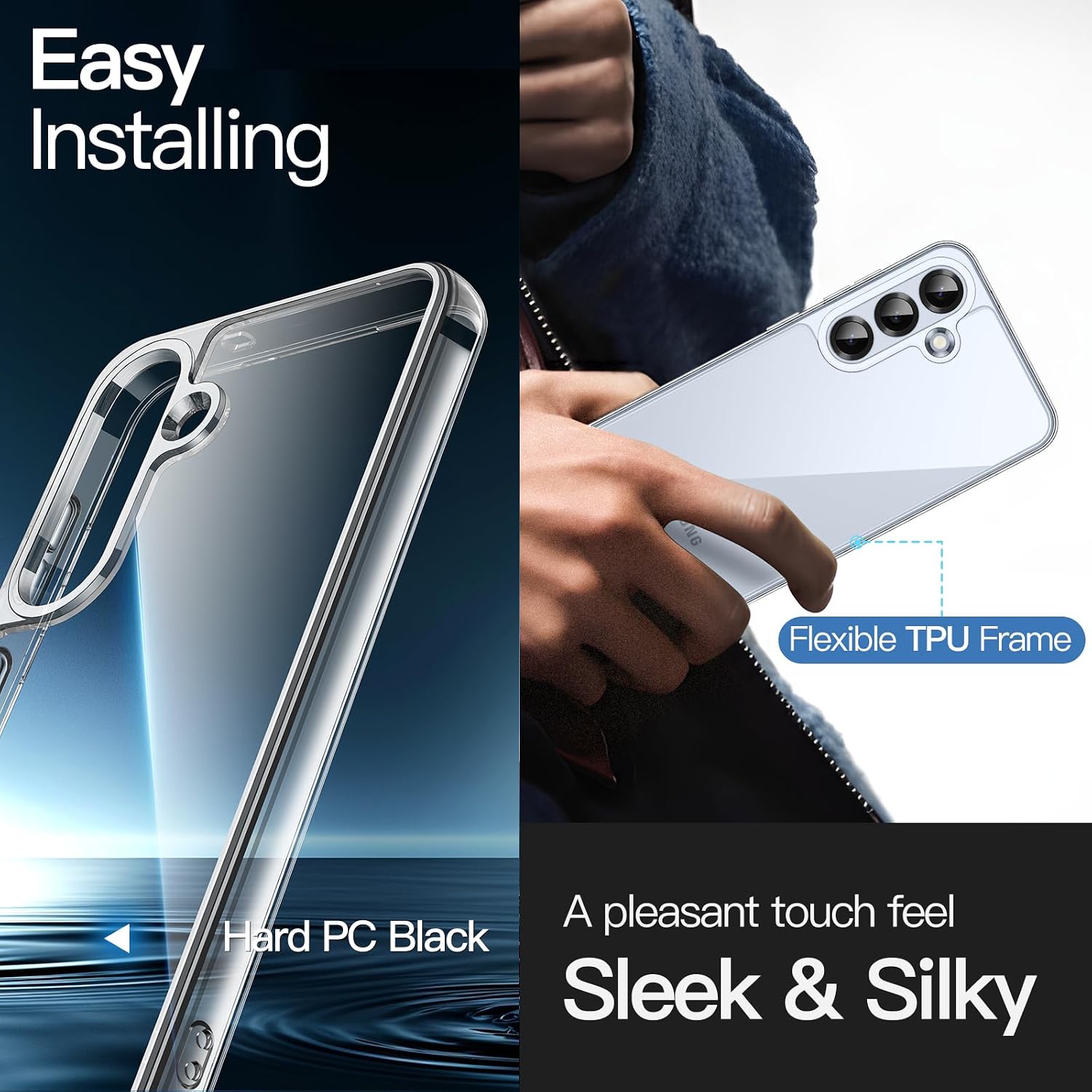 Detalle 1 de JETech Samsung Galaxy S25 5-i-1-skal, klart TPU/PC med glasskydd