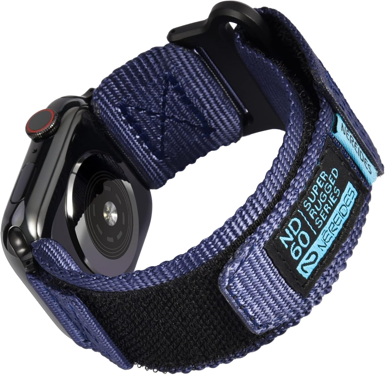 Detalle de Nereides Nylon Sport Replacement Strap for Apple Watch – 46/45/44/49mm, Blue (Size L, 6.3–8.3 in / 160–210mm)