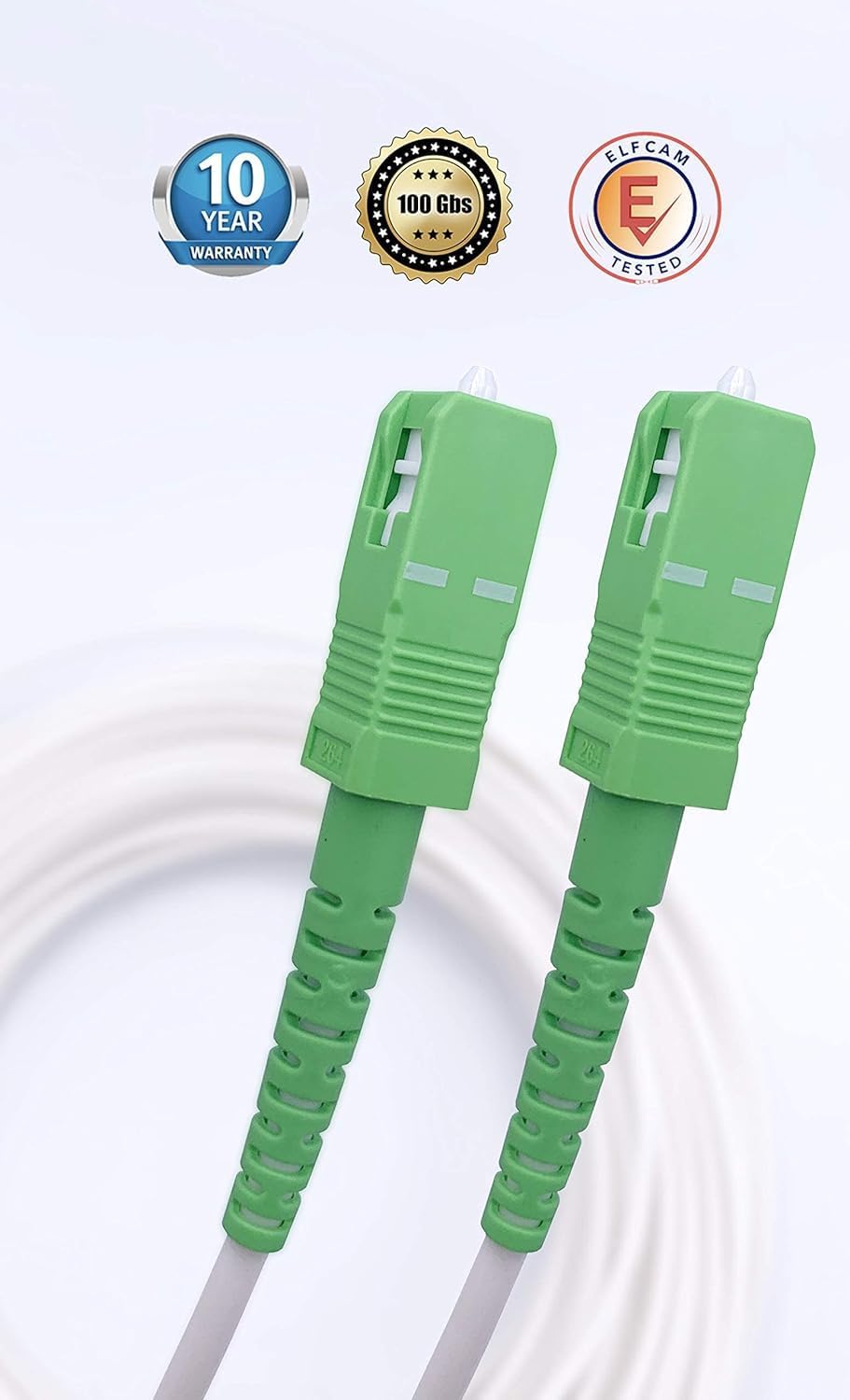 Detalle 2 de Elfcam Cable de Fibra Óptica SC/APC a SC/APC 7m