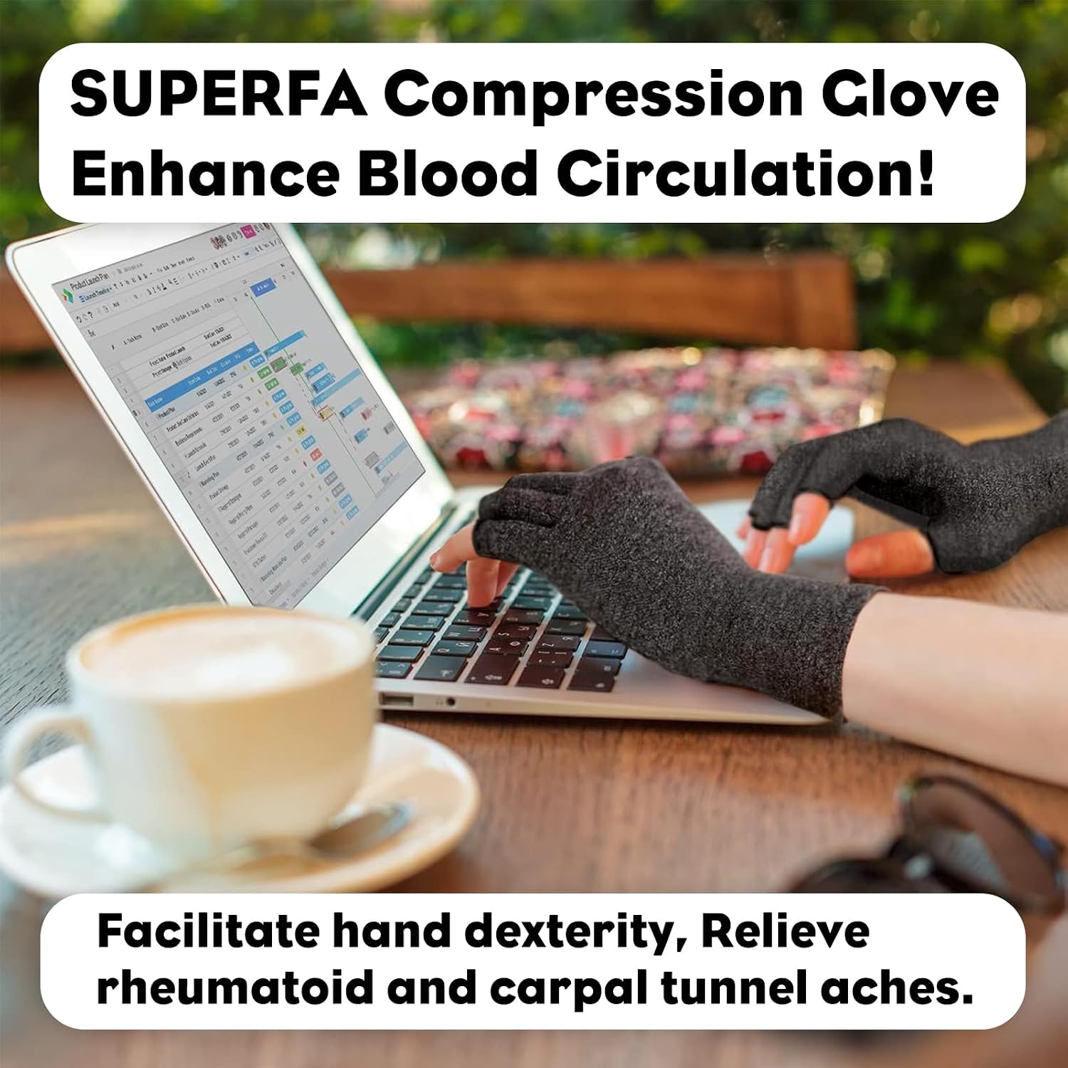 Detalle 2 de SUPERFA Compression Gloves 2 pairs for arthritis