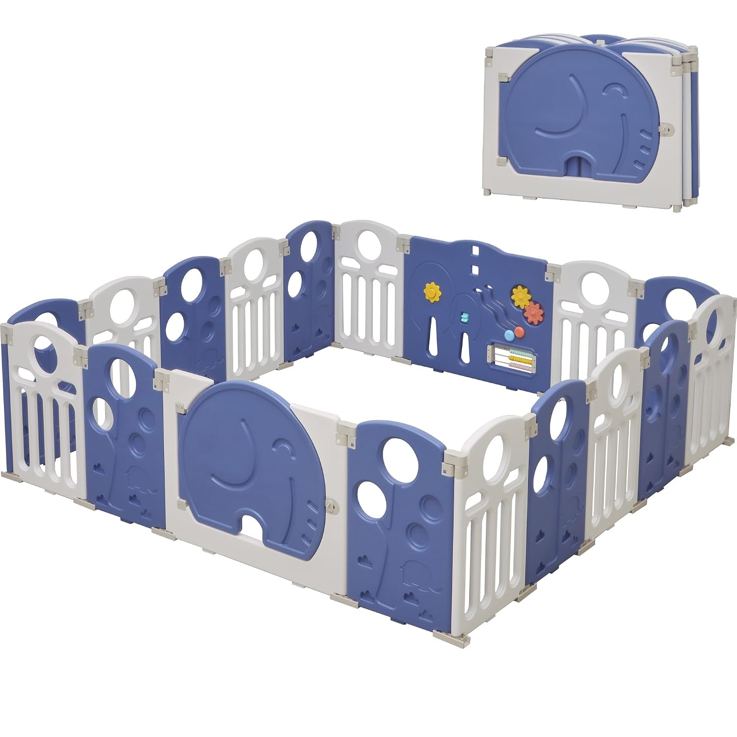 Detalle de HAPPYMATY 18-Panel Foldable Baby Playpen with Sensory Activity Panel