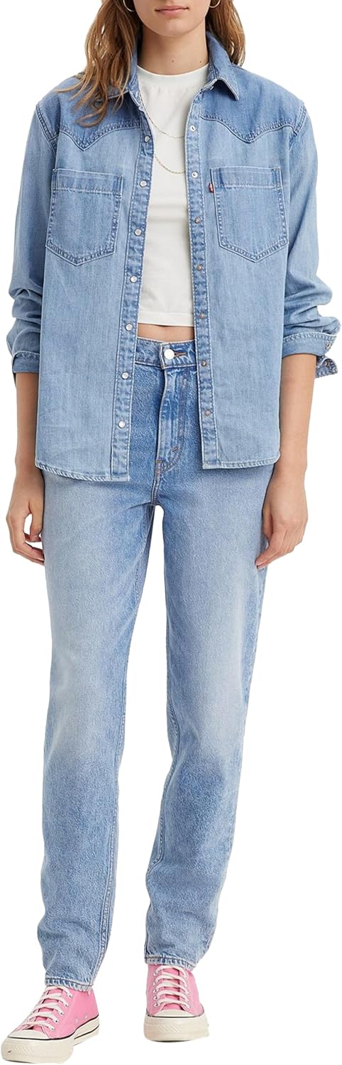 Detalle de Levi's 80s Mom Taper – damskie jeansy Dark Indigo, Worn In