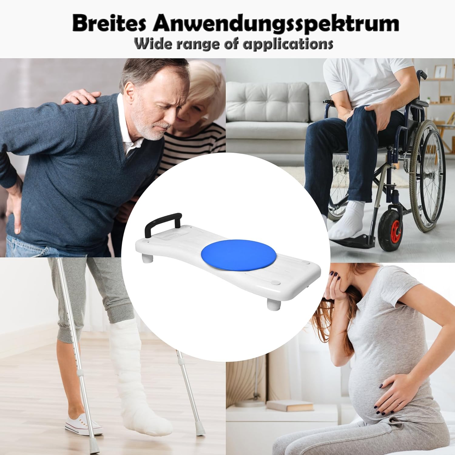 Thumbnail 6 de ACXIN Planche de bain réglable pour personnes âgées (41 à 63 cm) avec porte-savon, poignée et plaque tournante