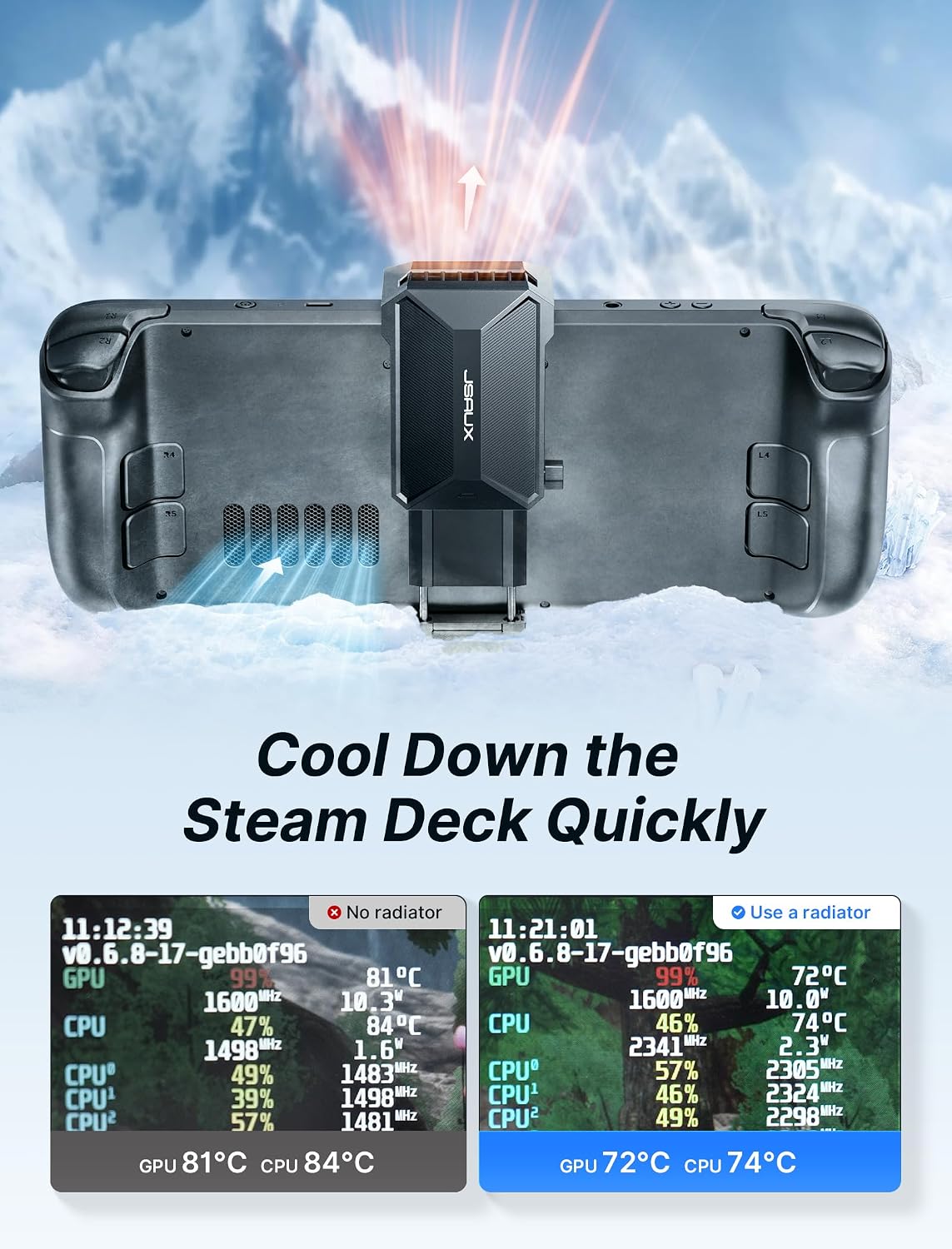 Thumbnail 2 de JSAUX Cooling Fan for Steam Deck OLED 8–15°C drop