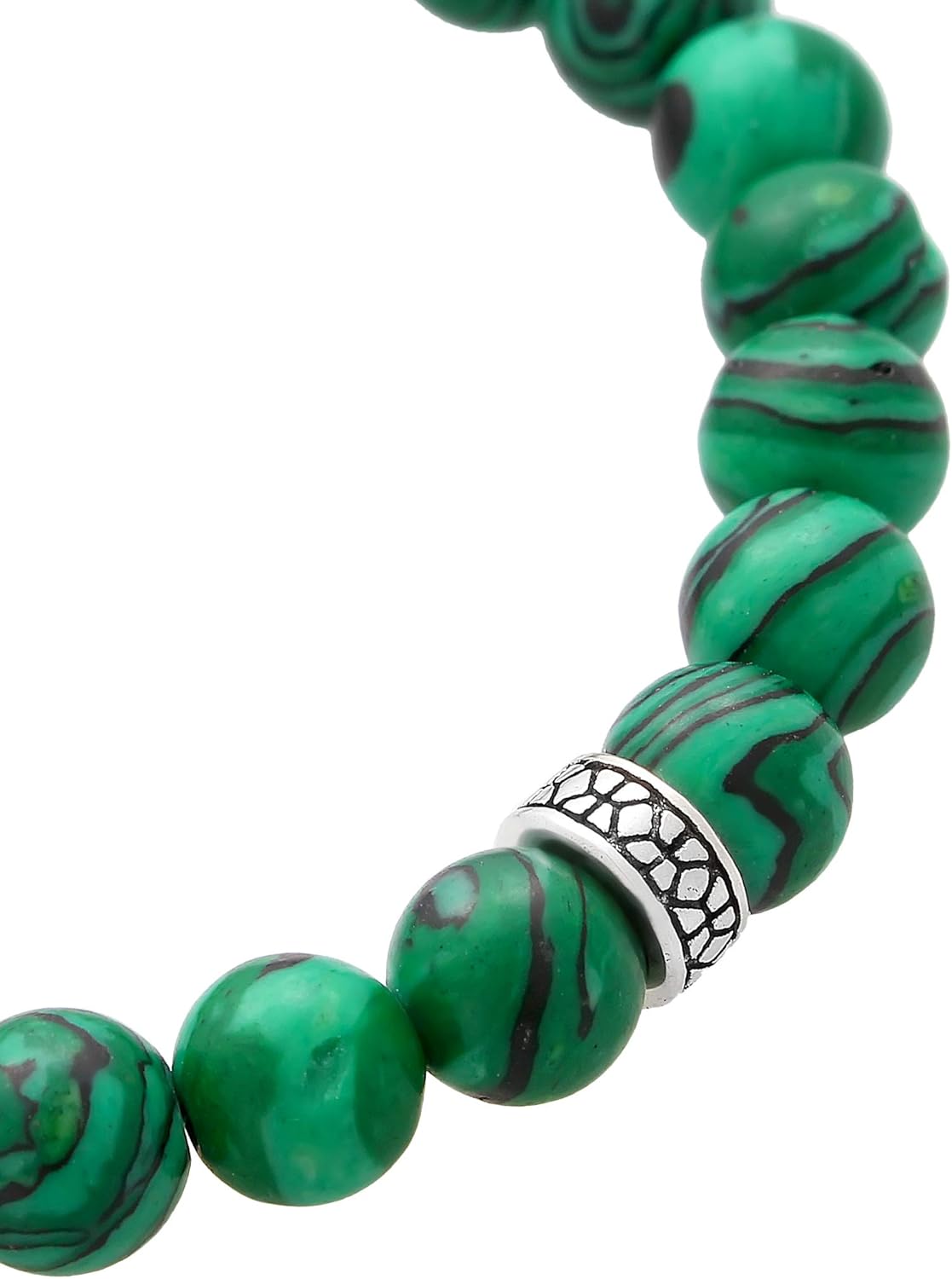 Thumbnail 3 de Kuzzoi Buddha Herren-Armband aus 925 Sterling Silber mit grünem Malachit (elastisch) – 19–21 cm