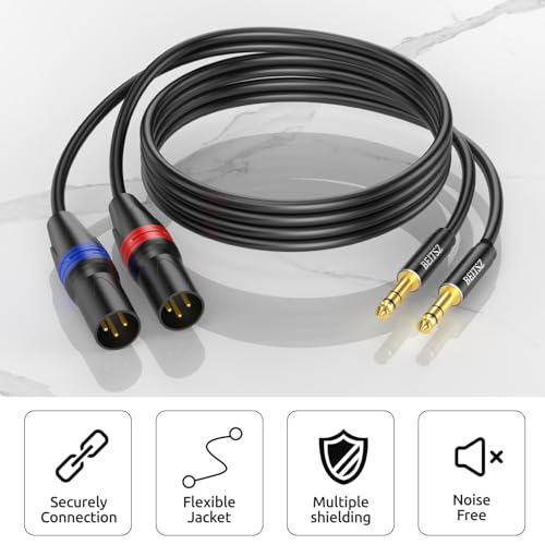 Detalle de BEITSZ cavo audio XLR-jack TRS da 6,35 mm, bilanciato, 1 m, 2 pezzi