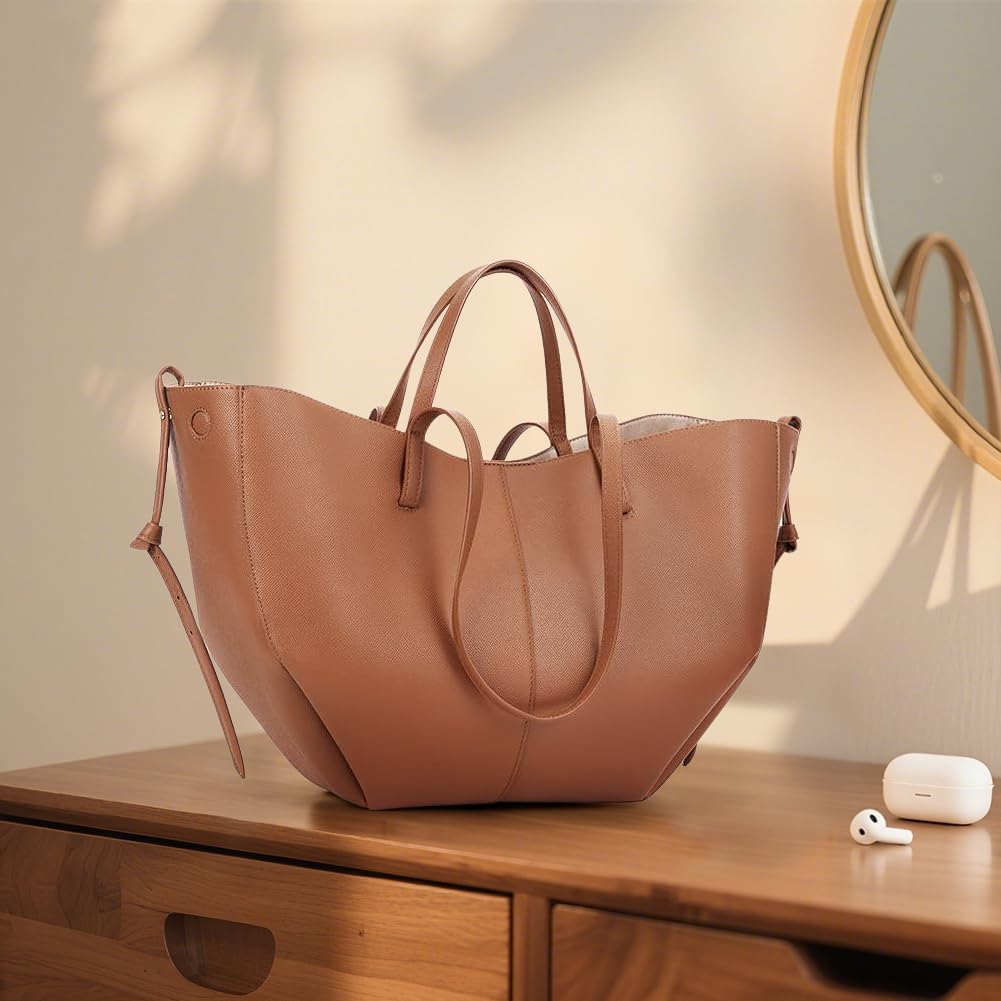 Thumbnail 2 de TIAASTAP Groß Handtasche Damen Tote Bag aus Kunstleder – Stilvolle Shopper für Uni, Alltag und Reisen