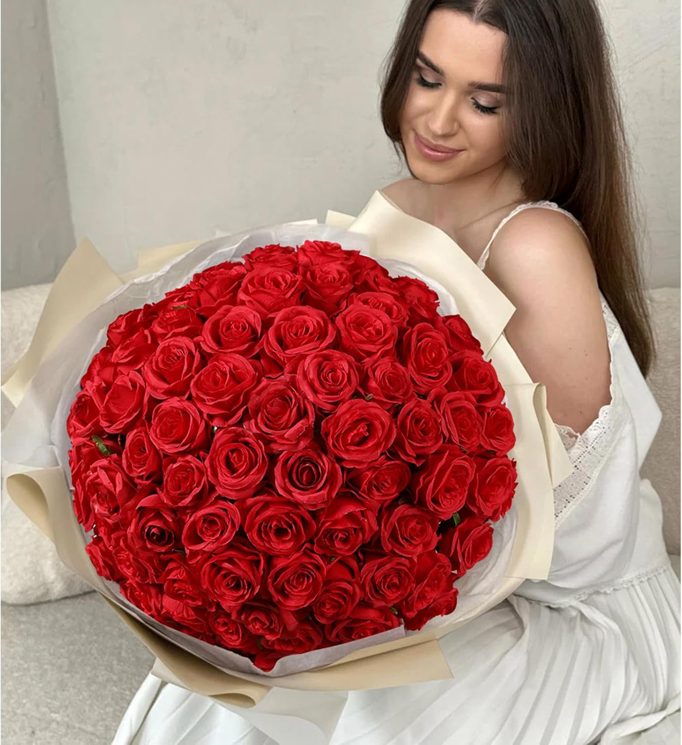 Detalle de Hawesome 12PCS Artificial Roses Bouquet for Wedding ⌘